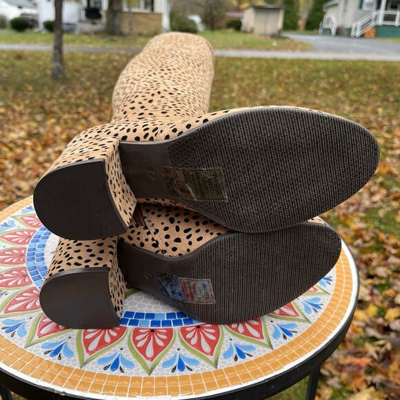 Pierre Dumas Takeoff 2 Womens Sz 7 Over-the-Knee Leopard Cheetah Heeled Boots - Picture 11 of 12